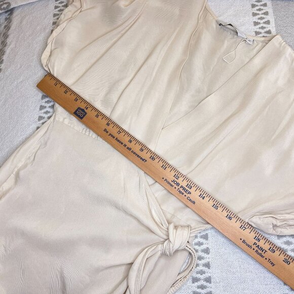 & Other Stories Stockholm Atelier Ivory Cream Short Sleeve Wrap Dress Tie Waist - Picture 10 of 11